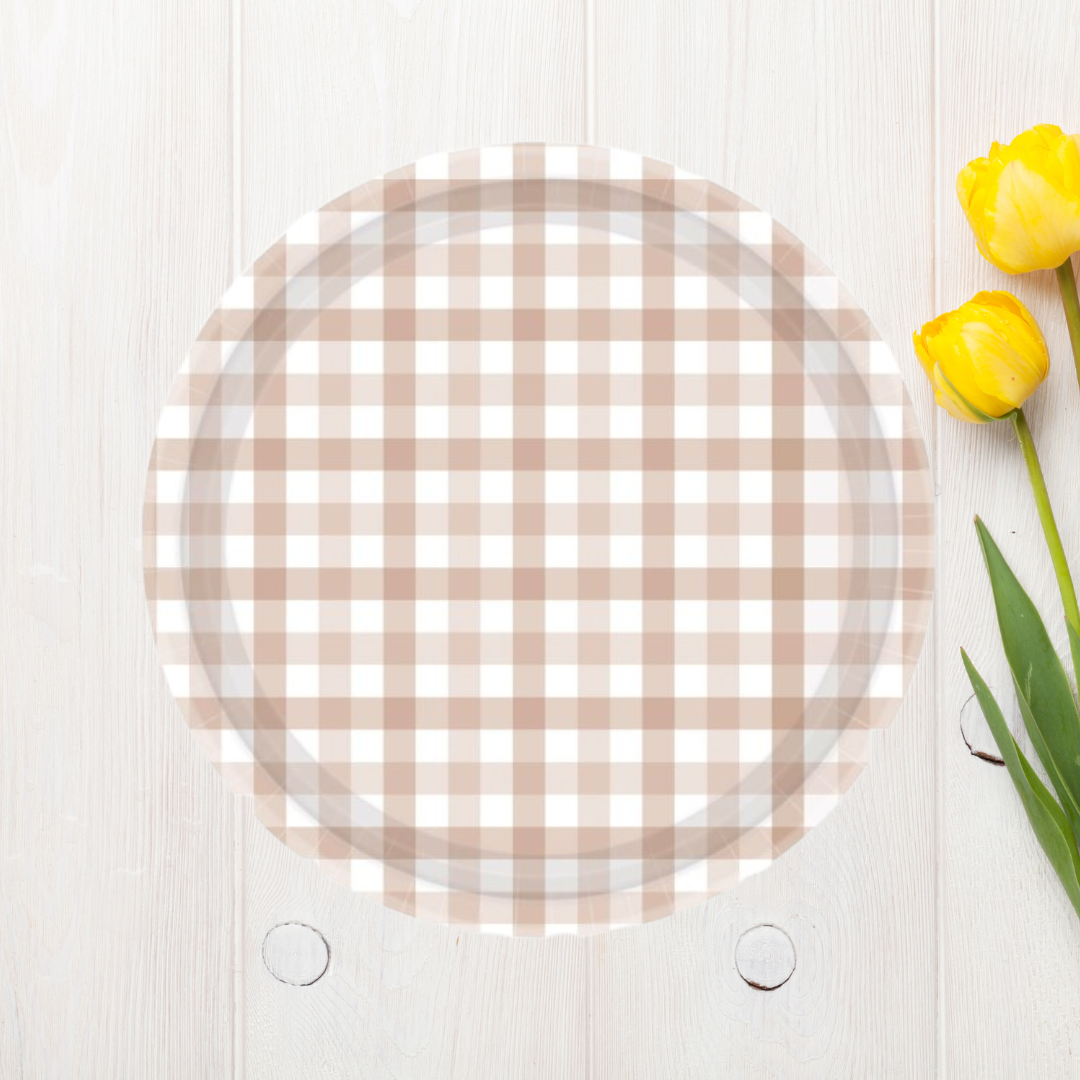 Gingham 23cm Paper Plate