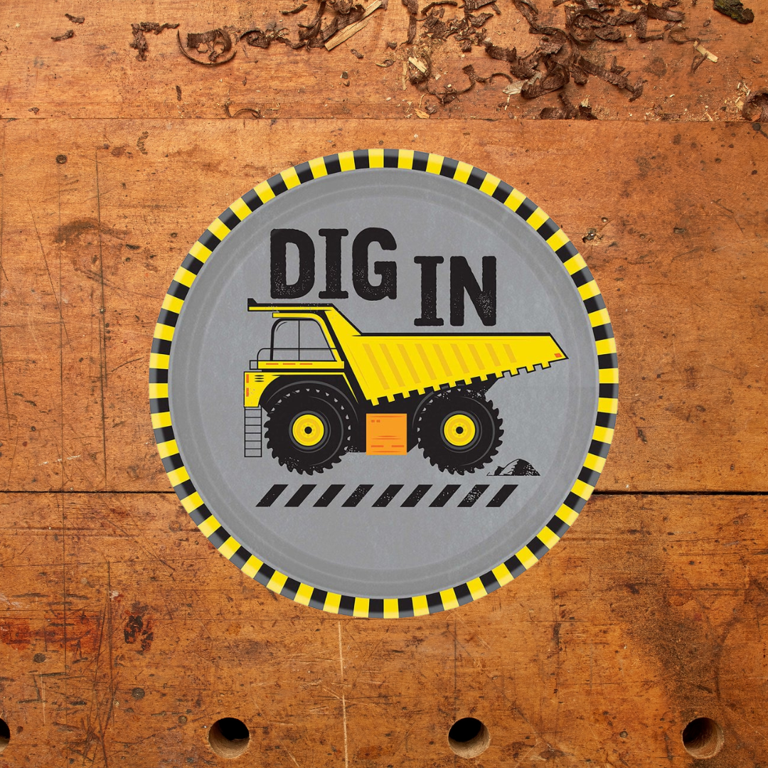 Dig In Construction 17cm Round Paper Plates