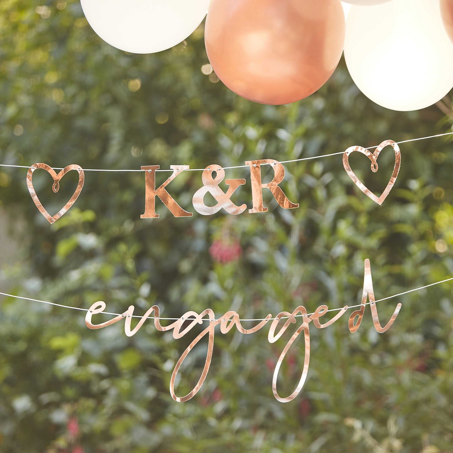 Engaged Bunting with Customisable Initials and Hearts