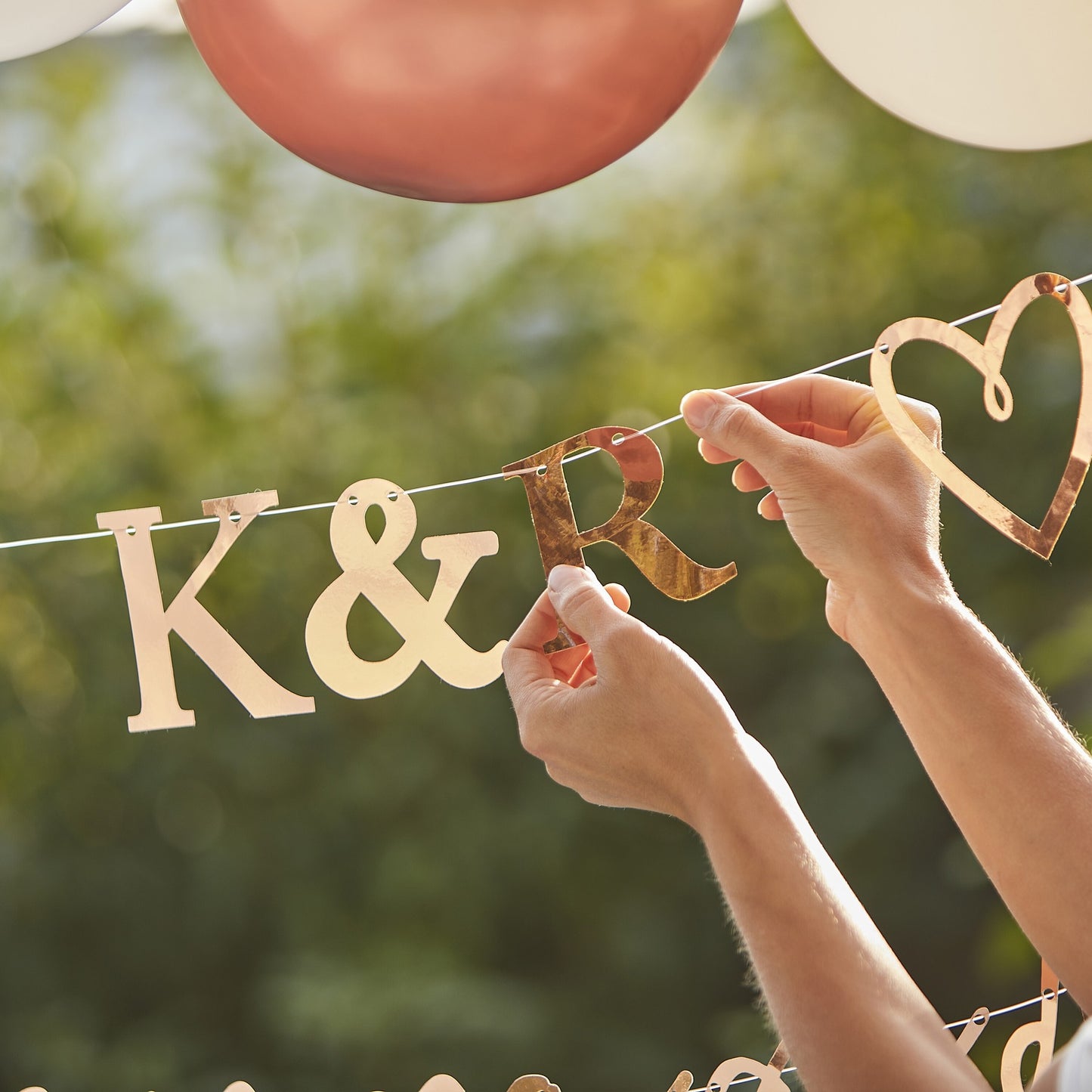 Engaged Bunting with Customisable Initials and Hearts