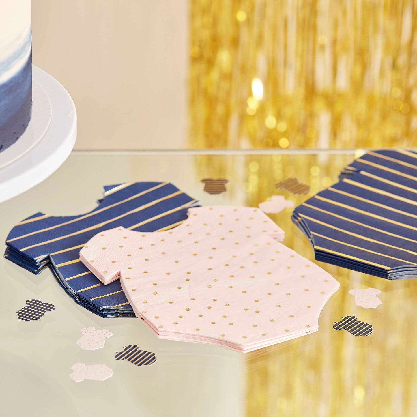 Gender Reveal Gold Foiled Pink and Navy Mixed Napkins