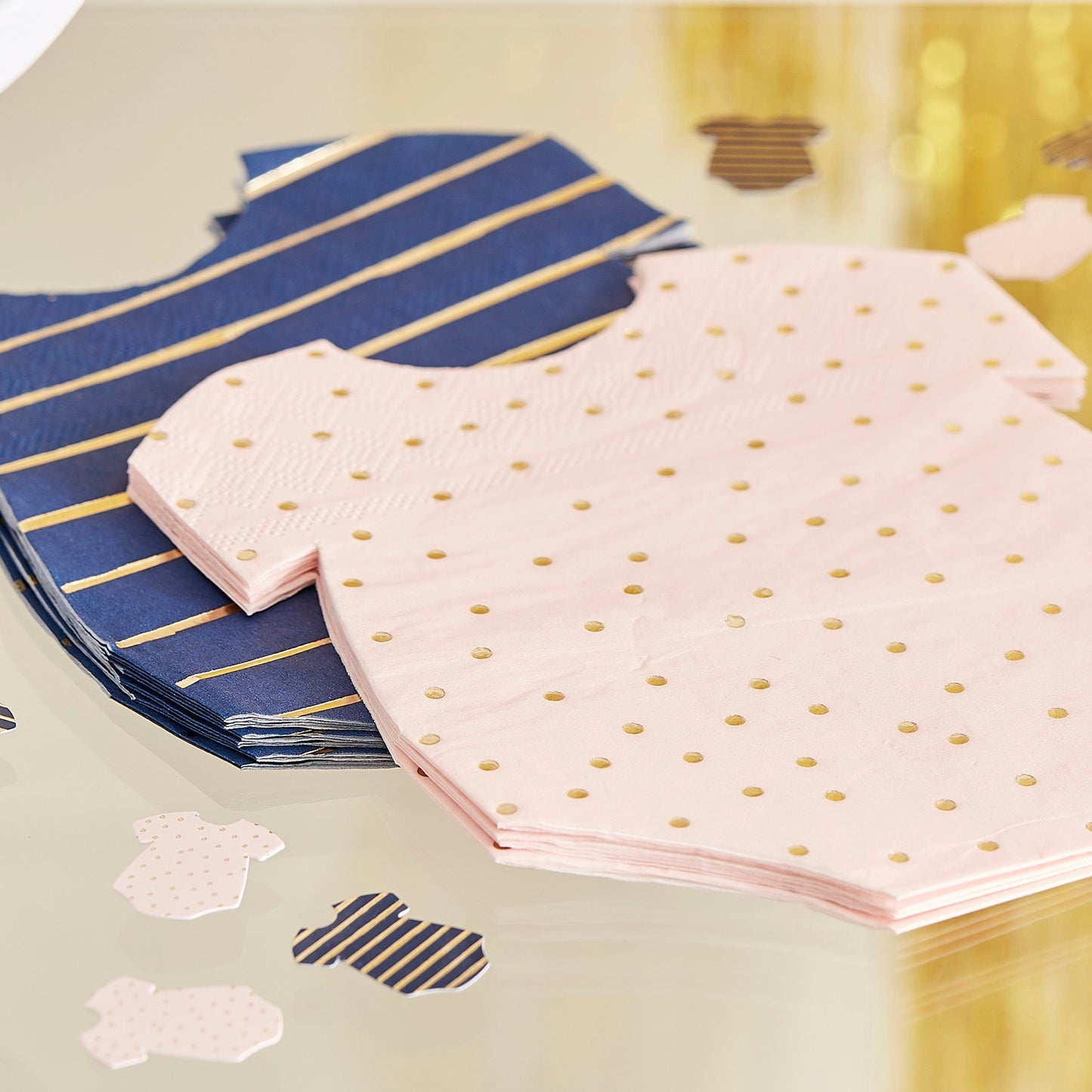 Gender Reveal Gold Foiled Pink and Navy Mixed Napkins
