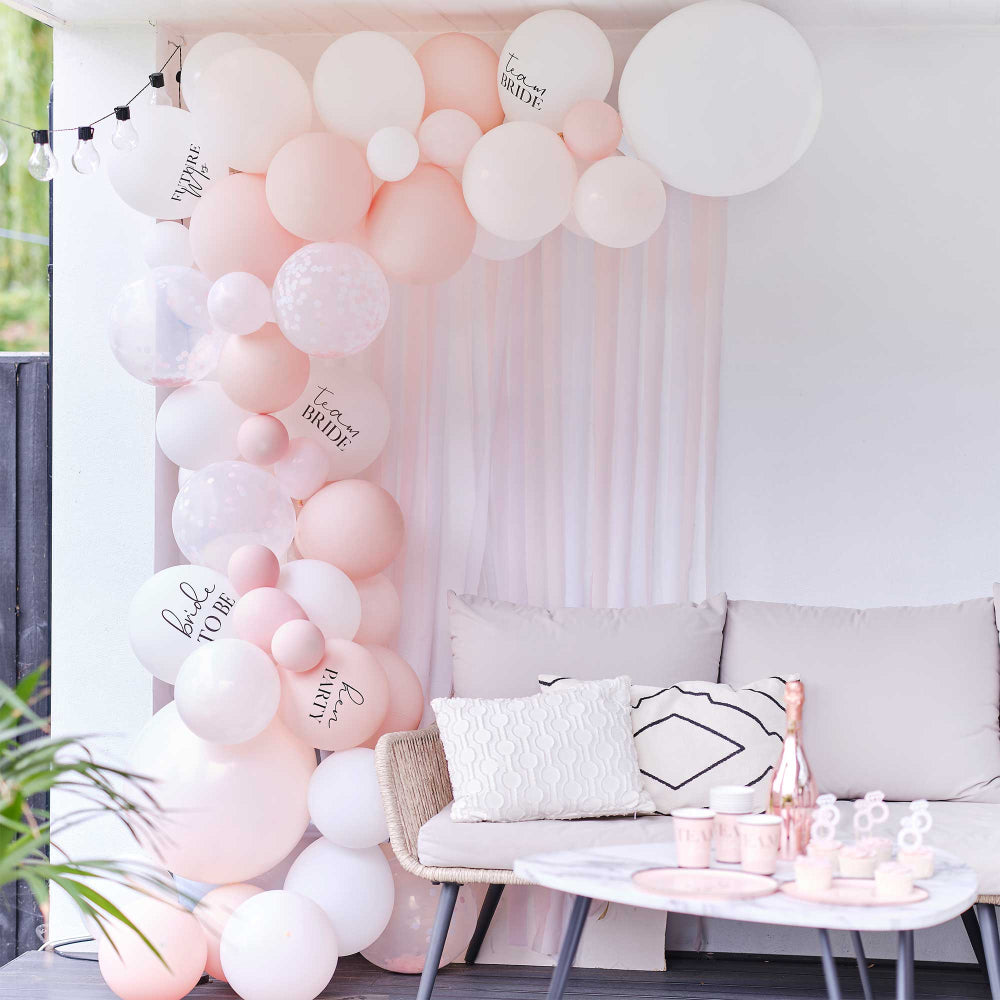 Future Mrs White, Pink & Confetti Hen Party Balloon Garland Kit (DIY)