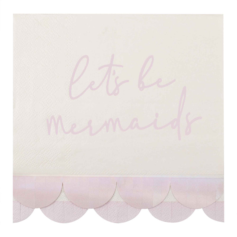 Let's Be Mermaids Napkin with Scalloped Fringe Iridescent & Pink