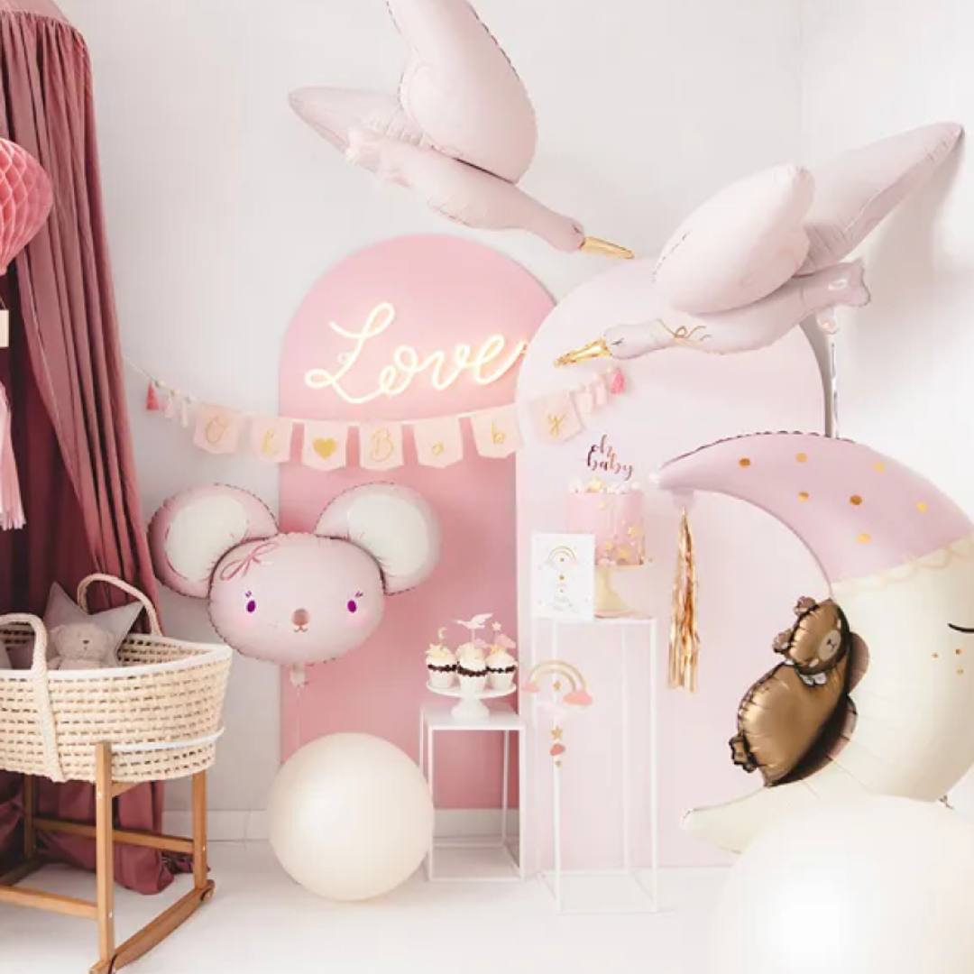 Teddy Bear On Pink Moon 80cm x 98cm Foil Balloon