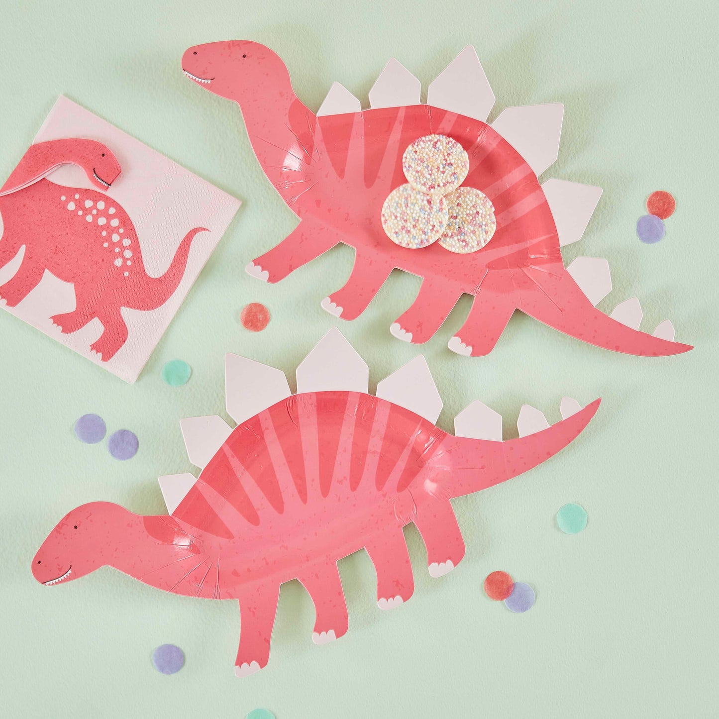 Dino Pink Paper Plates Dinosaur