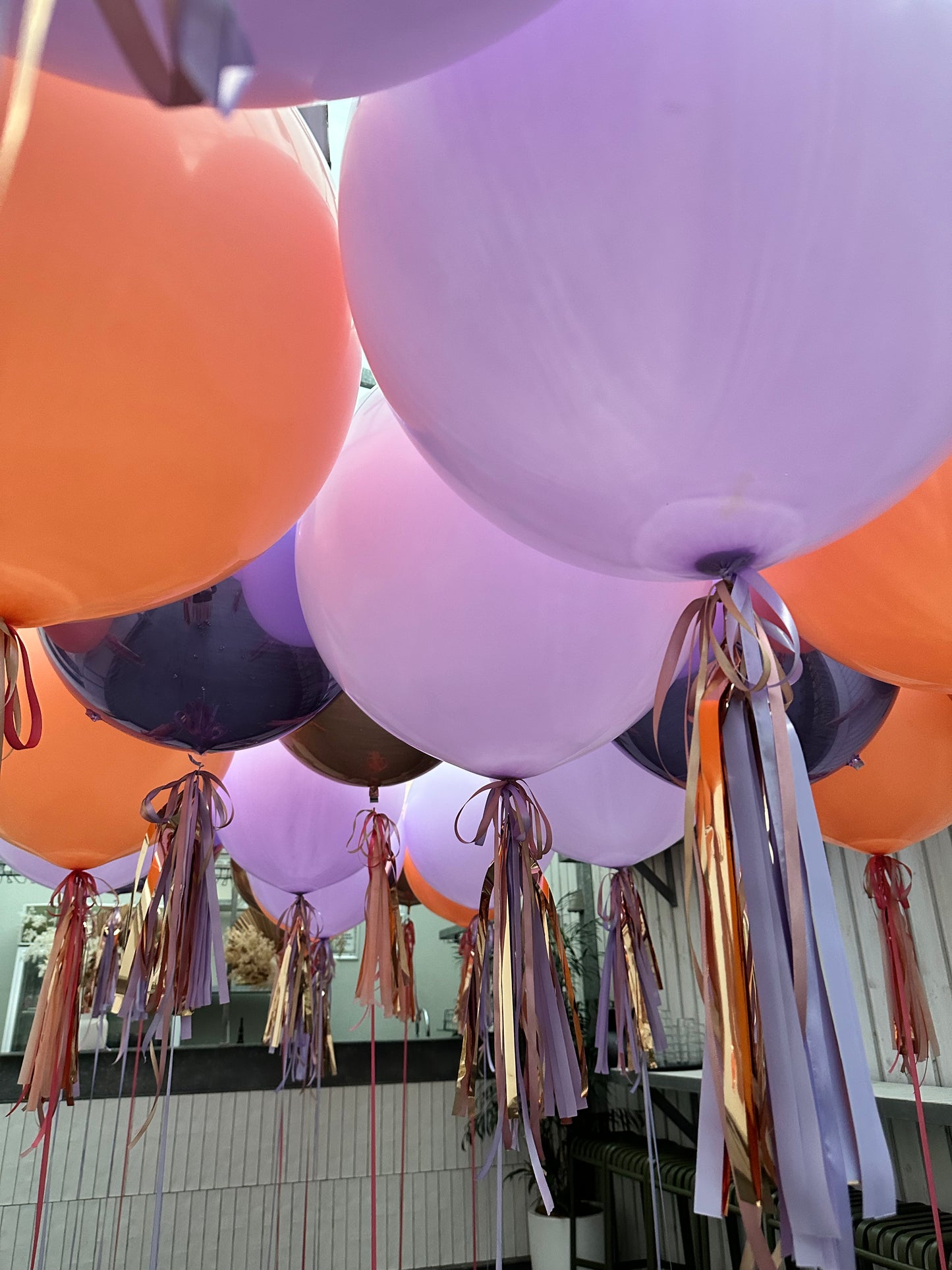 Large Coloured Balloon with Tassels and Ribbon