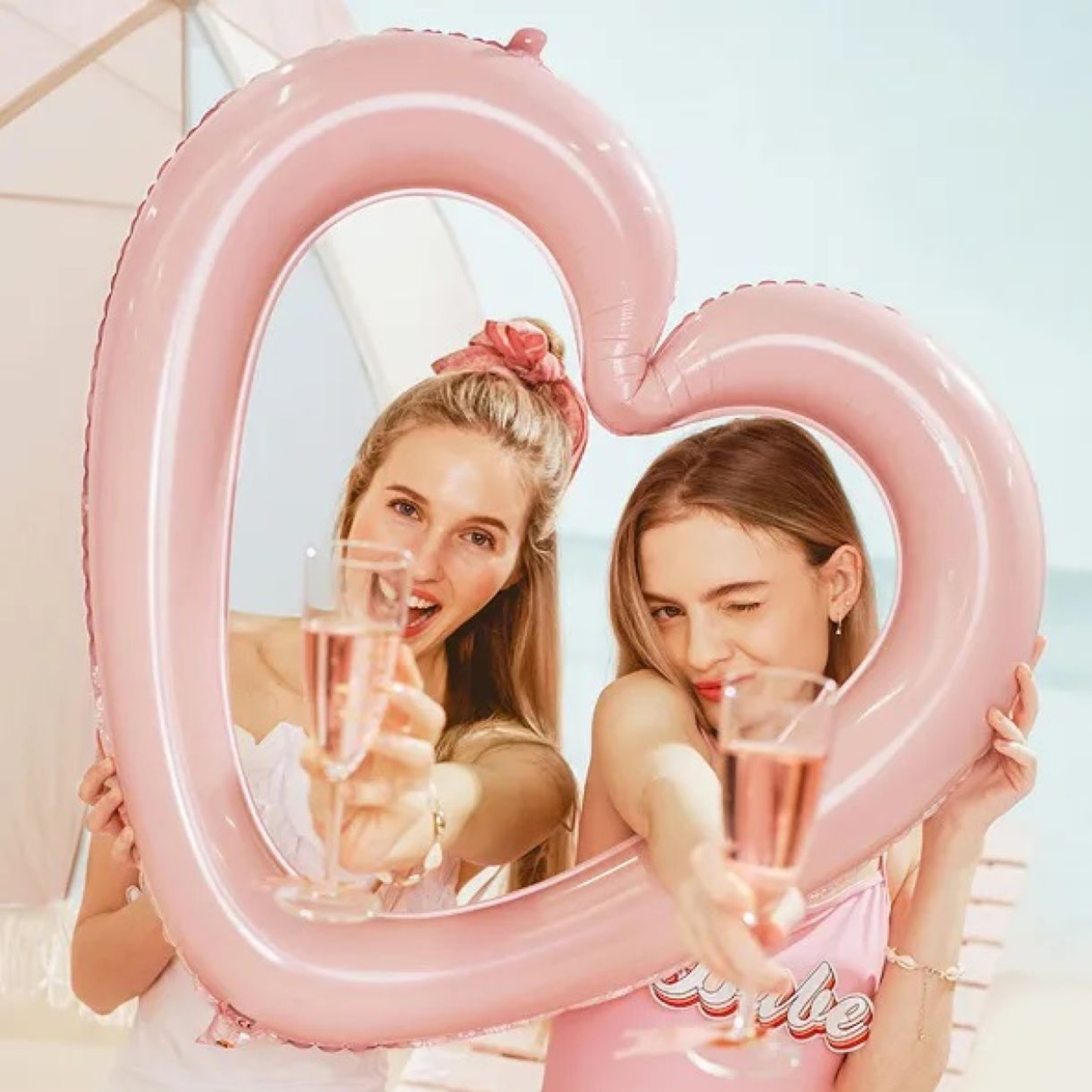 Heart Frame Pink 86cm x 83.5cm Foil Balloon