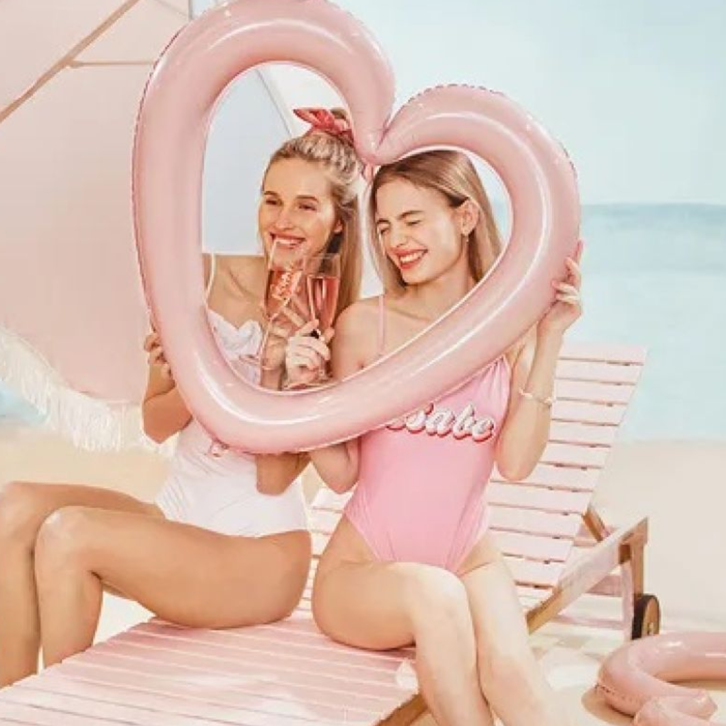 Heart Frame Pink 86cm x 83.5cm Foil Balloon