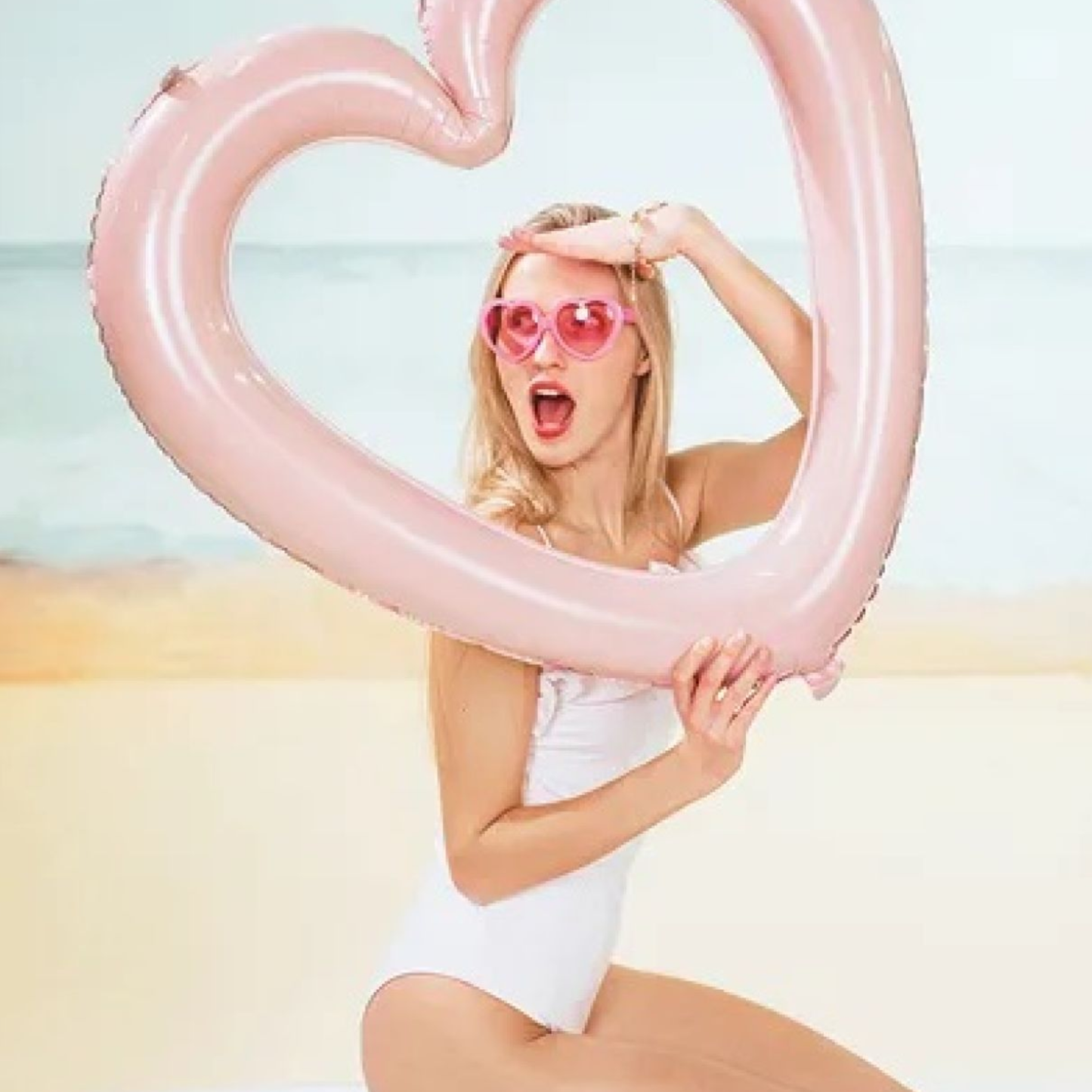 Heart Frame Pink 86cm x 83.5cm Foil Balloon