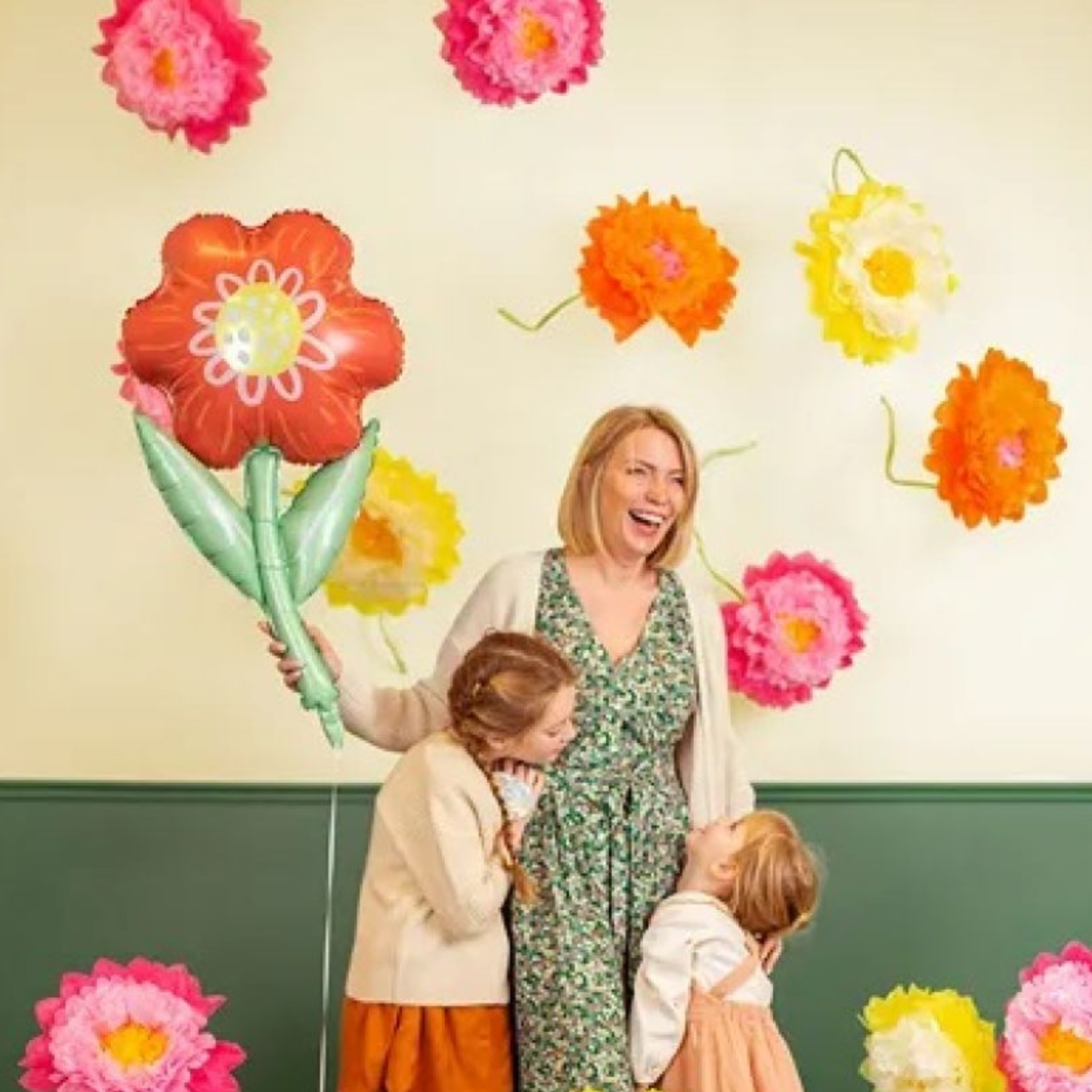 Red Flower 53cm x 96cm Foil Balloon