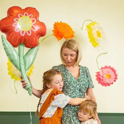 Red Flower 53cm x 96cm Foil Balloon