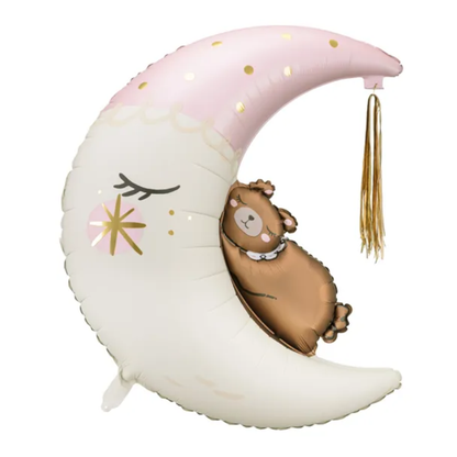 Teddy Bear On Pink Moon 80cm x 98cm Foil Balloon