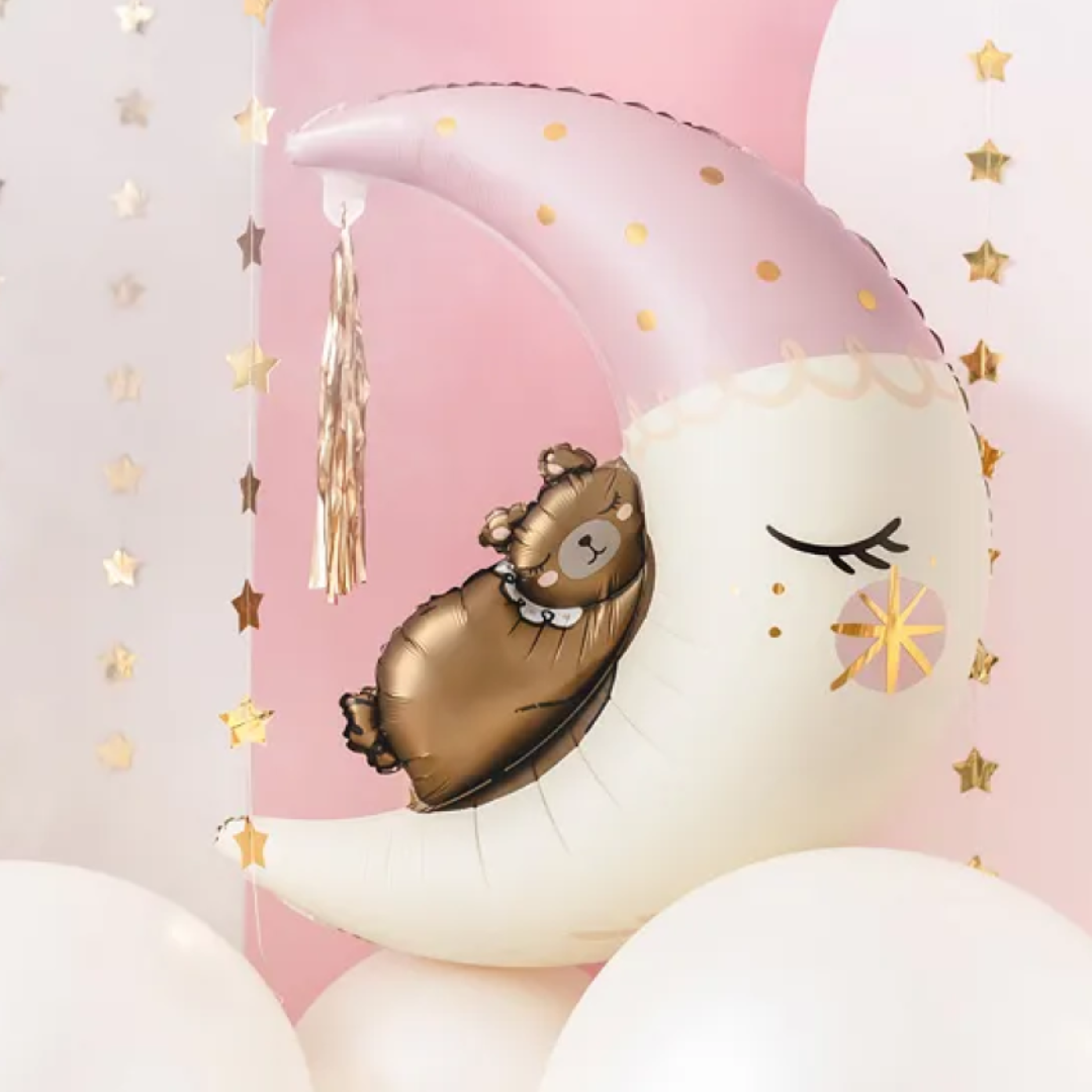 Teddy Bear On Pink Moon 80cm x 98cm Foil Balloon