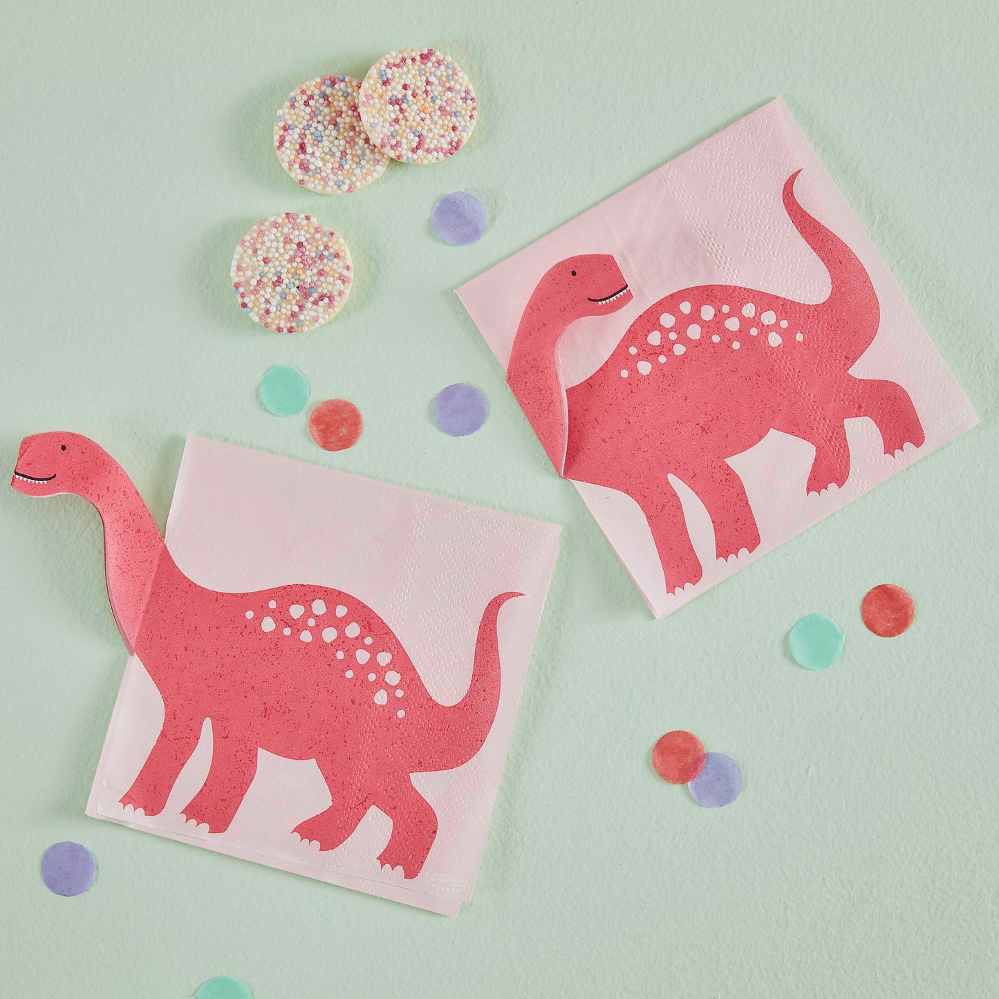 Dino Pink Paper Napkins Pop Out Dinosaur